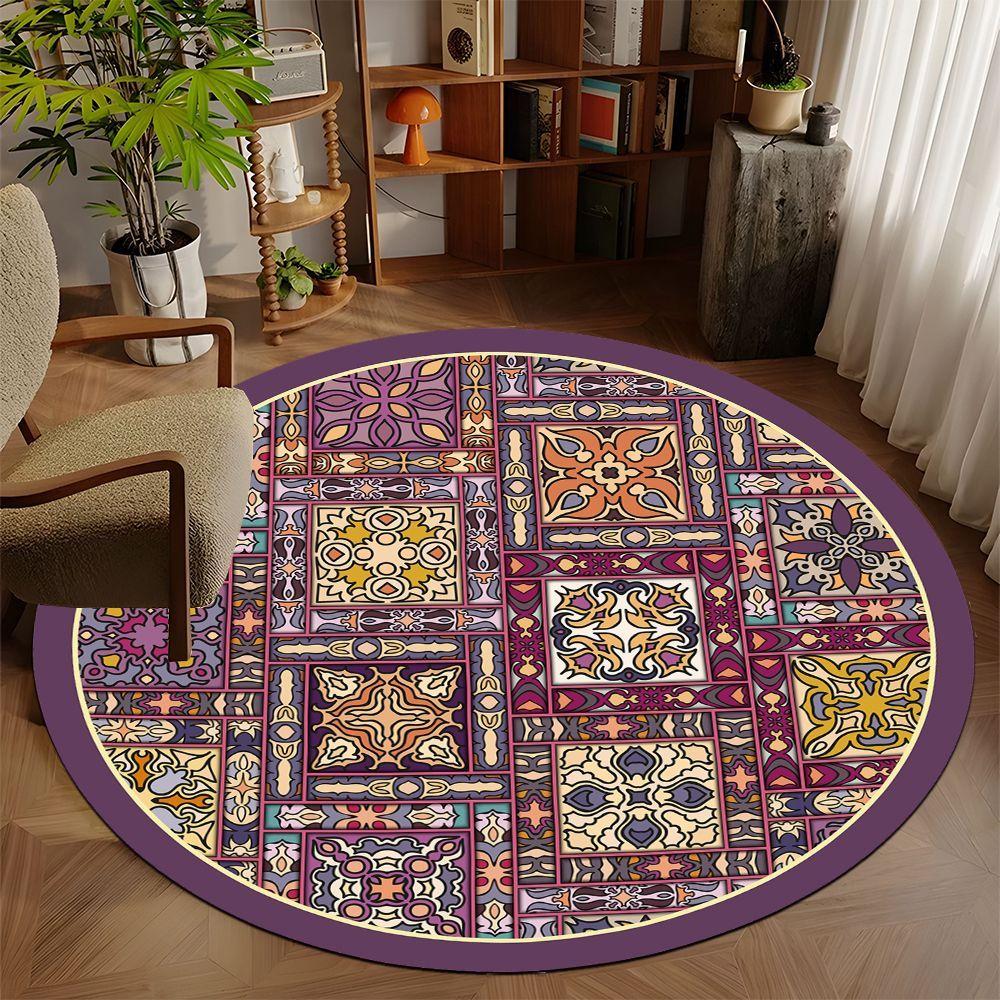 Modern Mandala Style Round Rug Lounge Room Yoga Mat Living Room Sofa Rug Home Decor Bedroom Bedside Soft Rug Reading Chair Mat