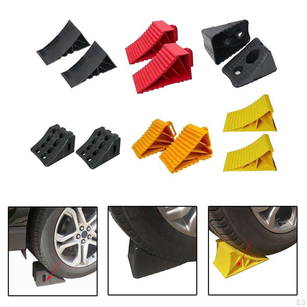 2 Pieces Heavy Duty Wheel Chocks Rubber Easy To Use Spare Parts Universal Tire Stopper