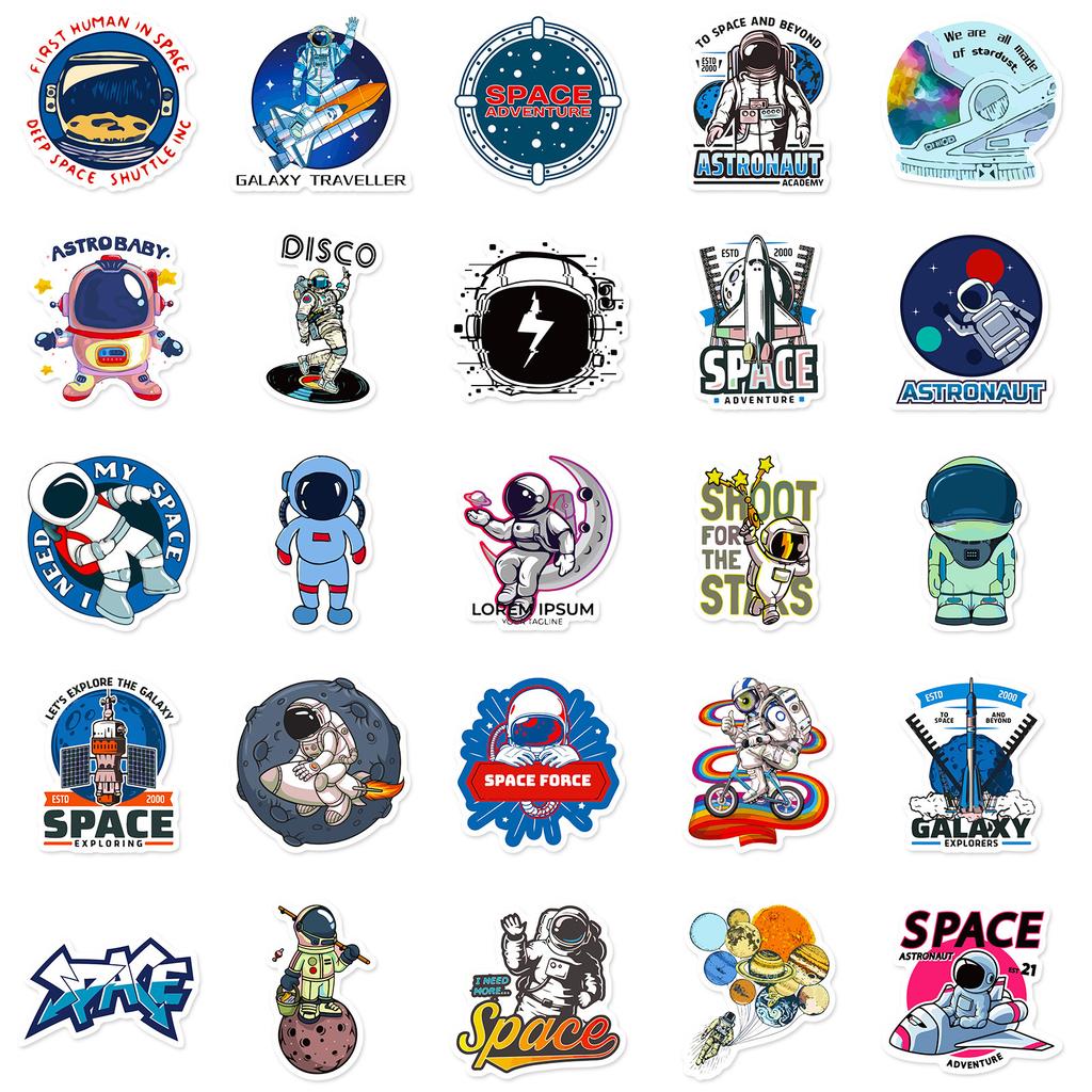50 Space Planet Astronaut Stickers Nasa Fantasy Space Astronaut Stickers, Space Station