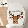 Removable PVC Wall Art Christmas Elk Toilet Seat Cover Sticker Cartoon Reindeer Lid Waterproof Glass Stickers Decal Self-Adhesive Bathroom