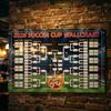 Voetbal Wandkaart Poster, Knock-out Schema En Finale Volg Wandvlag, Herbruikbare Waterdichte Polyester Wandtapijt voor Wedstrijdresultaten Registratie