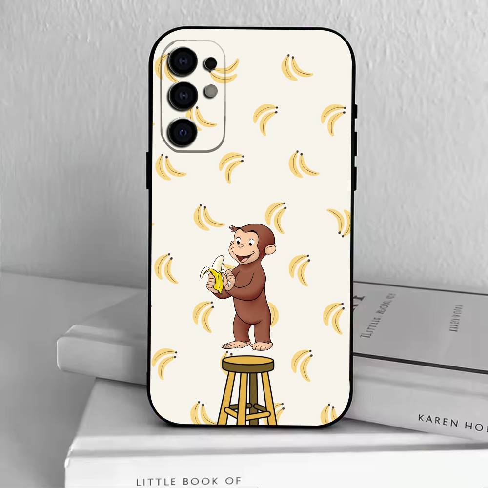 

M-C-Monkey-Curious George Phone Case Black Silicone Soft For Samsung S25,S24,S21,S22,S23,S30,Ultra,S20,Plus,Fe,Lite Samsung S225G
