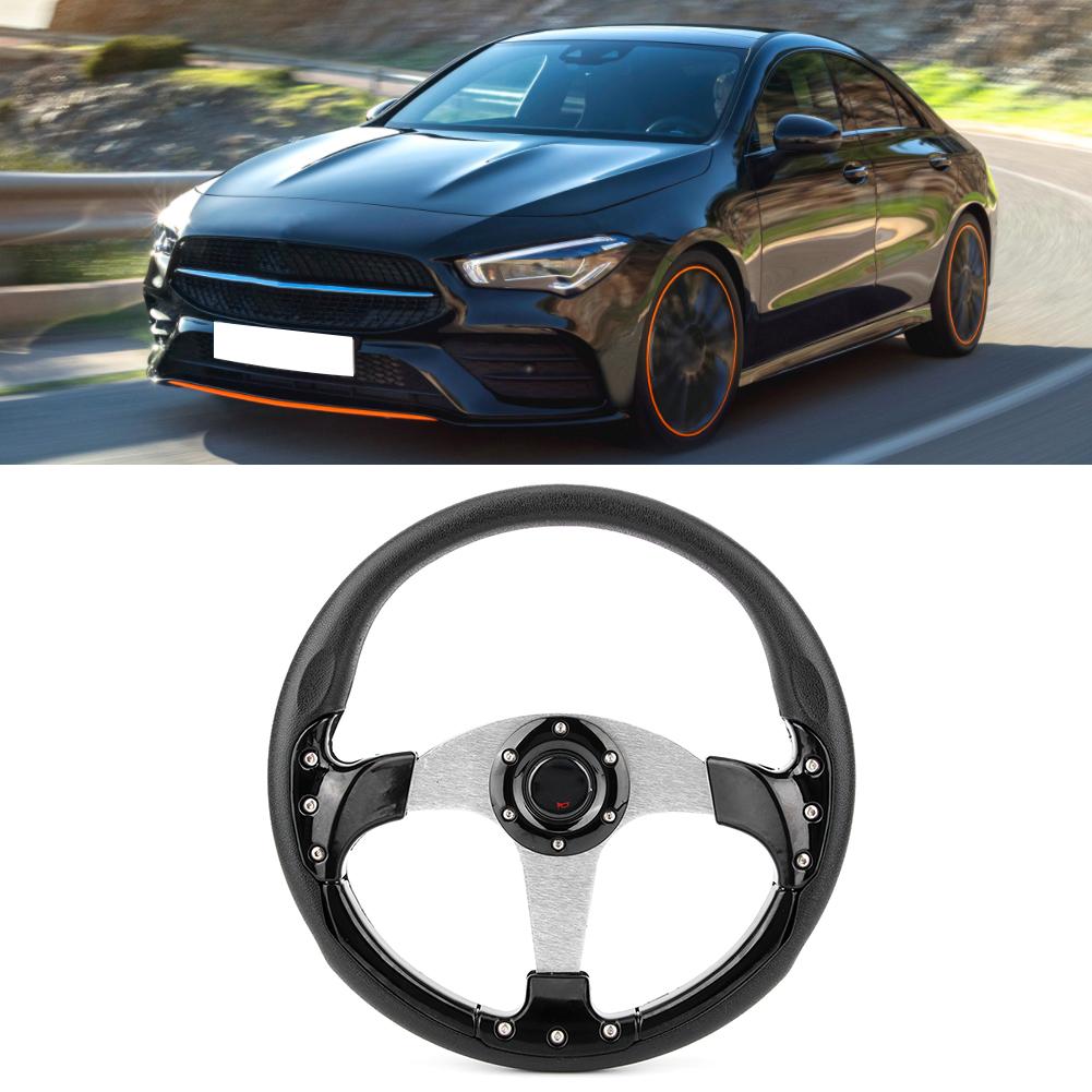 13.4in PU Car Racing Steering Wheel Sports Drifting Wheel Universal Modified Parts Black 34cm 13.4in