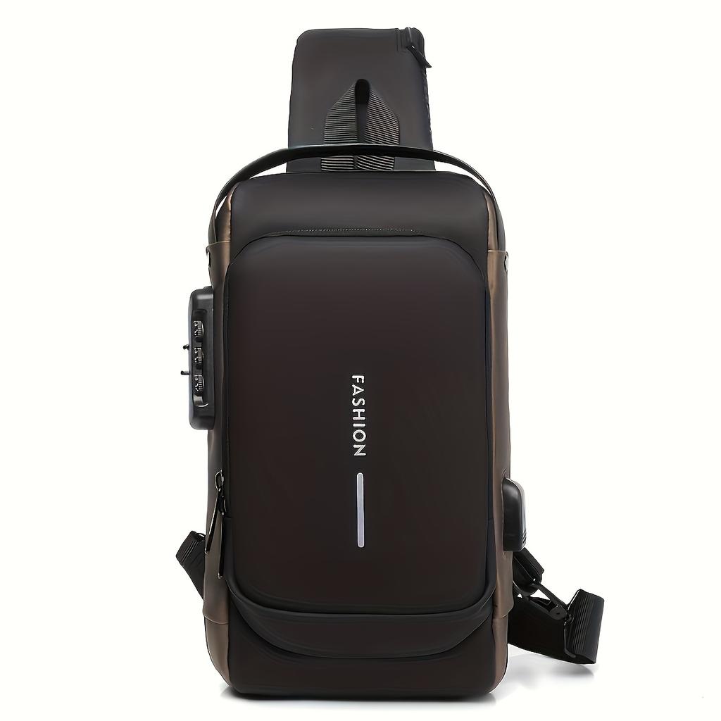 Men's anti-theft chest bag, fashionable motorcycle and casual sports sloping backpack, durable Oxford fabric