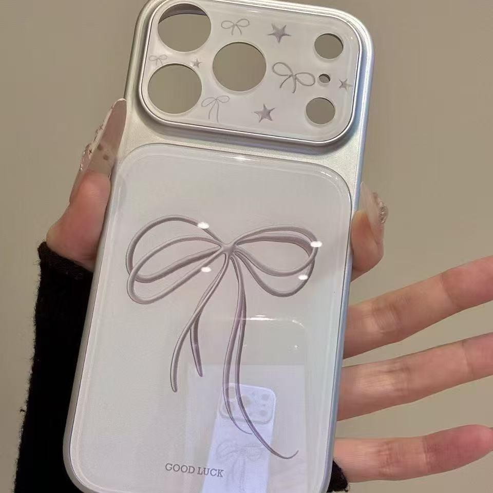 Ins bow stars for iPhone17promax Apple 16/15/14 Pro phone case seconds become female