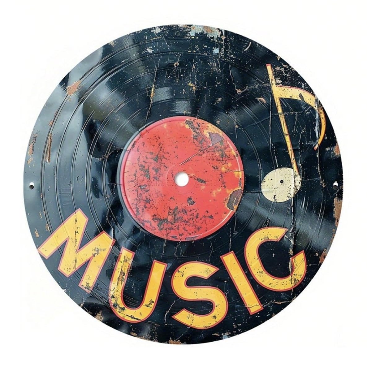 

ALOHAMONI Round Metal Plate Diner Route66 (Vintage Record Red)
