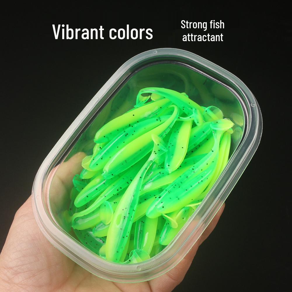 50pcs Two-Tone T-Tail Soft Baits: Freshwater Bass & Mandarin Fish Lures with Micro Object Long Cast Design