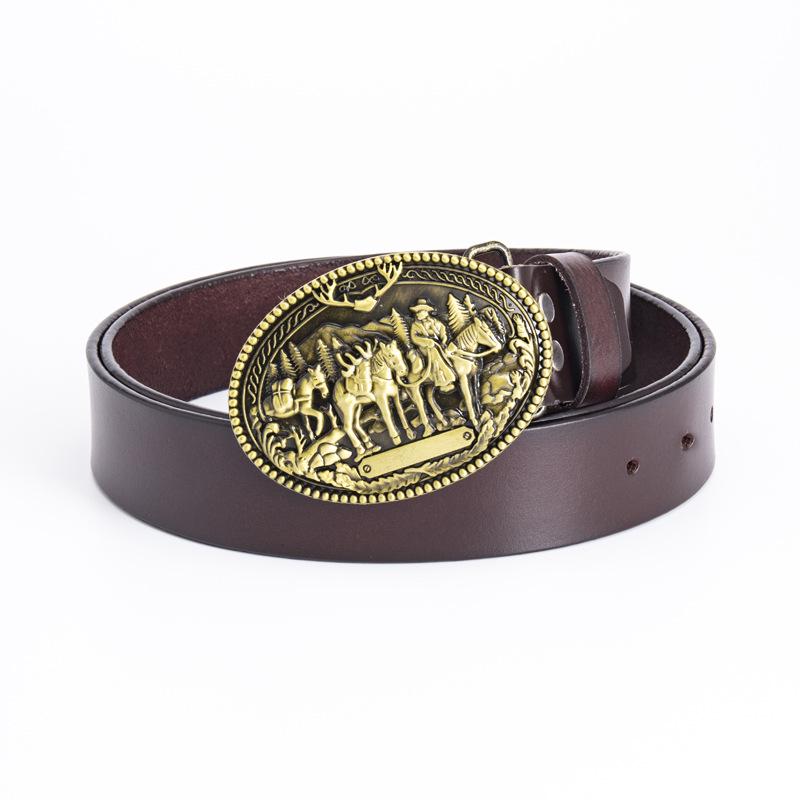 Men's Trendy Western Cowboy Genuine Leather Belt - Retro Punk Style, Perfect for Formal Wear or Birthday & New Year Gifts.