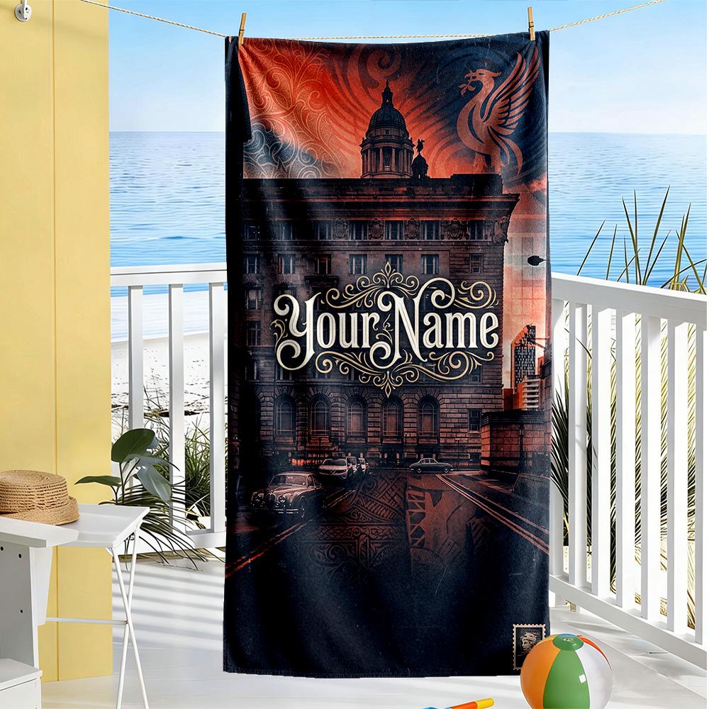 Liverpool Team Customize Text Beach Towel Super Soft Absorbent