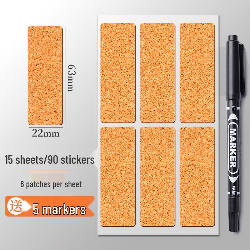 Color Cork Self-Adhesive Label Stickers for Handwritten Notes and Small Markers