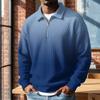 Men's Retro Half-Zip Collared Long Sleeve Gradient Print Casual Pullover Top for Everyday Wear