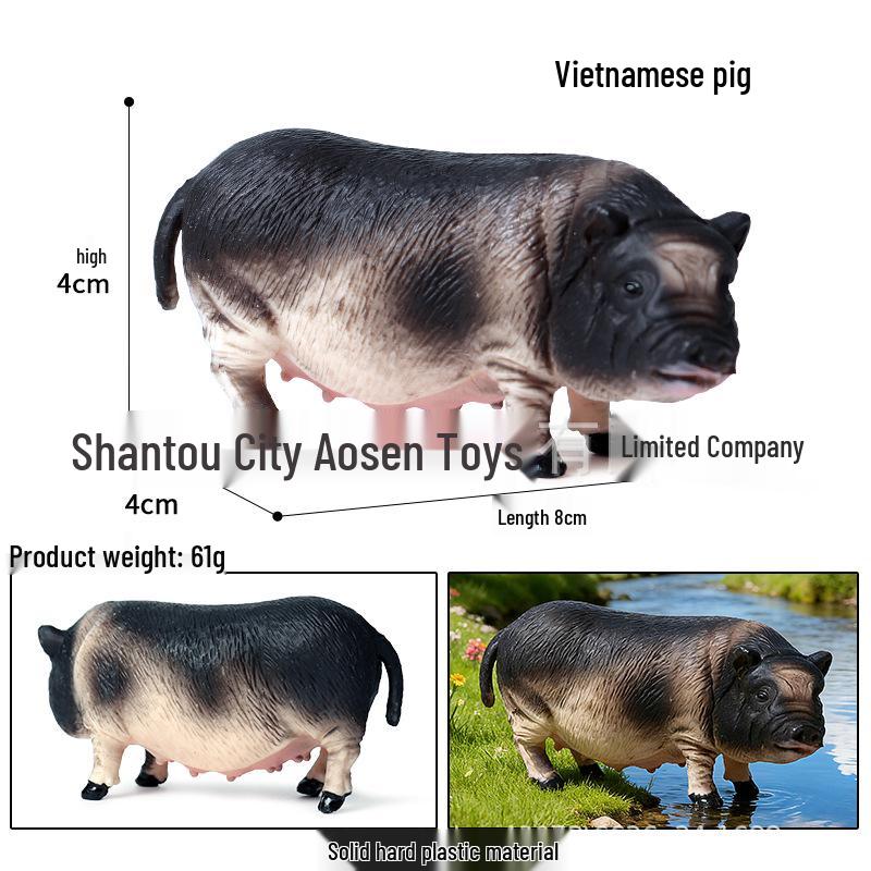 Children's Wildlife Model: Plastic Pig Figurines (Domestic Pig, Large White Pig, Vietnamese Pig, Babirusa, Wild Boar)