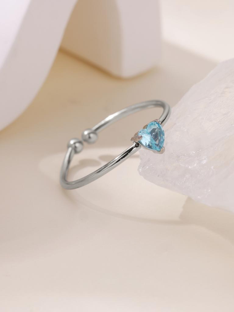 Fashion Zircon Heart Birthstone Rings For Women Stainless Steel Color Birthstone Ring Aesthetic Wedding Jewelry Gift