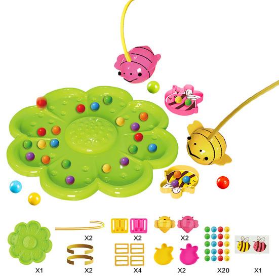1 Set Bee Bean Picking Fishing Game Magnetic Bead Catcher Tabletop Game with Headband
