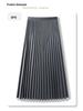 Women's High Waist Gray Pleated Midi Skirt - Slimming A-line for Summer 2025