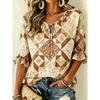 Women's Spring Summer Casual Blouse, Green Succulent Patchwork Print Tops for Daily Street Holiday Dating Leisure Outfit