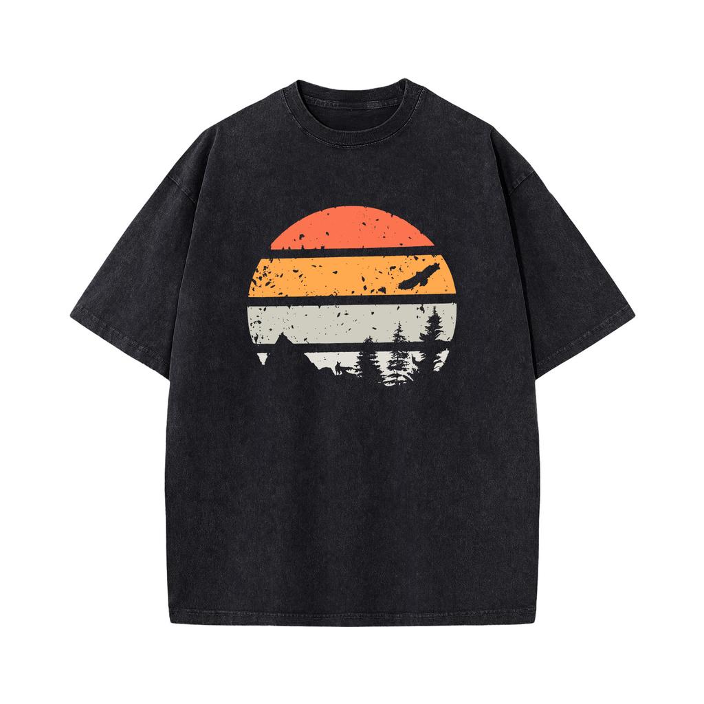 Men’s Casual Crewneck TShirt with Retro Graphic Print Loose Fit Short Sleeve Cotton Top for Outdoor Activities