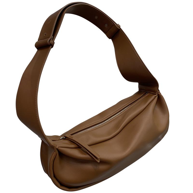 Autumn and Winter Trendy Crossbody Bag for Women's Casual, Simple, Light Retro, Wide Shoulder Strap, Single Shoulder Bag, PU Soft Leather Pillow Bag