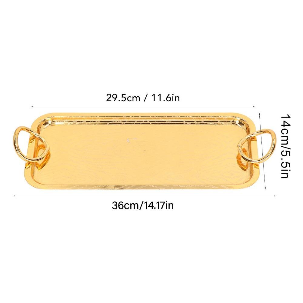 Circle Handle Rectangular Serving Tray Rectangular Stainless Steel Teacup Tray BBQ Dessert