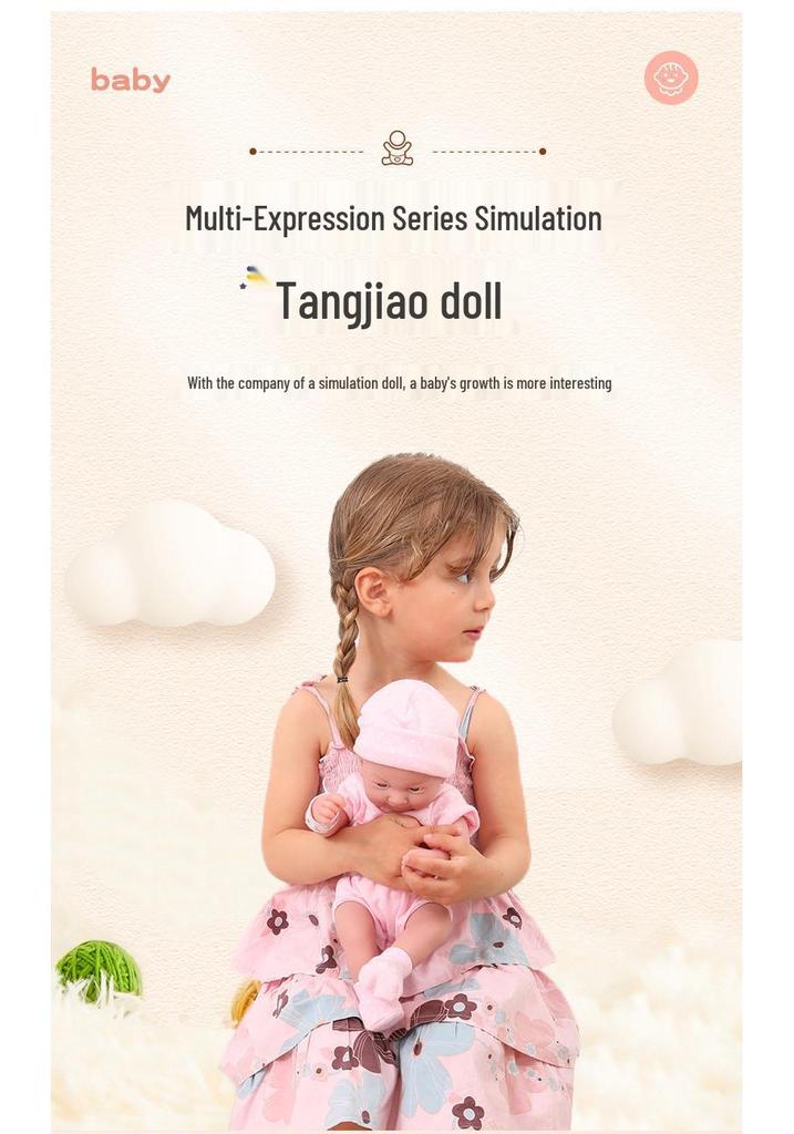 35cm Crying Silicone Reborn Baby Doll with Multiple Expressions - Realistic Children's Toy Gift