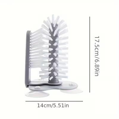Double-sided Brushed Frosted Glass Cleaning Brush, Glass Cup Brush Cleaner with Suction Cup, Standing Glass Cup Cleaning Brush,