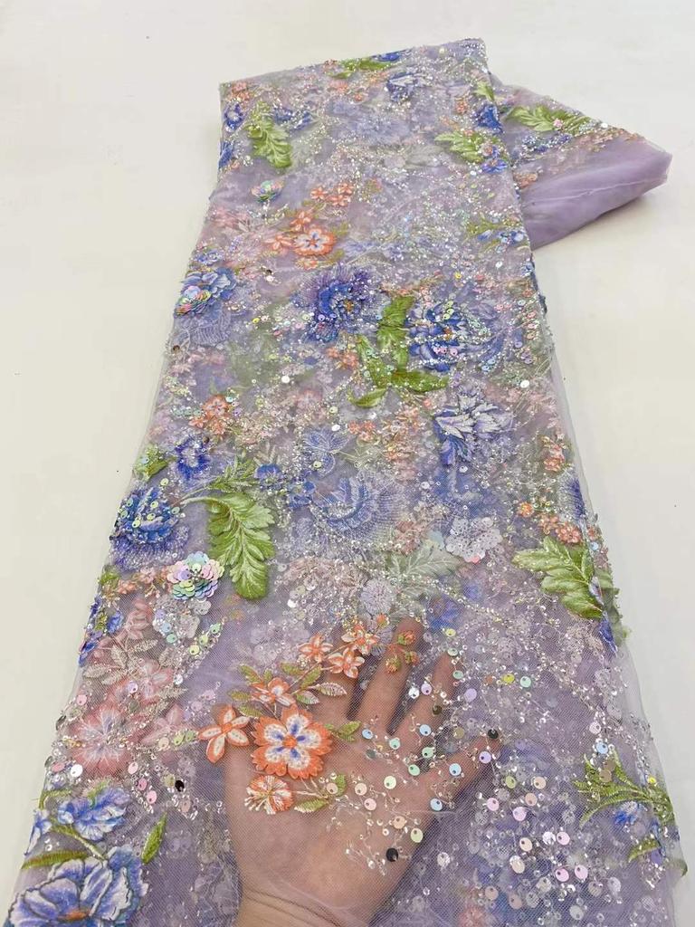 African Lace Fabric 2026 High Qaulity With Sequin Nigerian Embroidery French Tulle Lace Fabric For Wedding Party Material Sewing