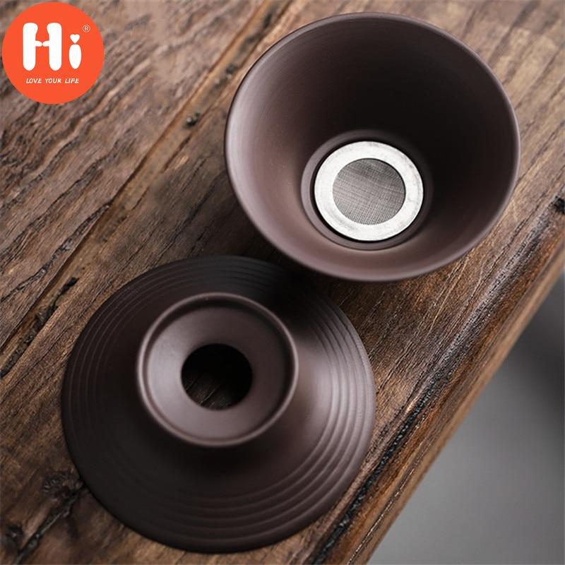 Hi Purple Clay Teacups Ceramic Portable Tea Set Including 1 Pot + 1 Tea Caddy + 4 Cups Teapot Outdoor Travel Kung Fu Gaiwan Gifts