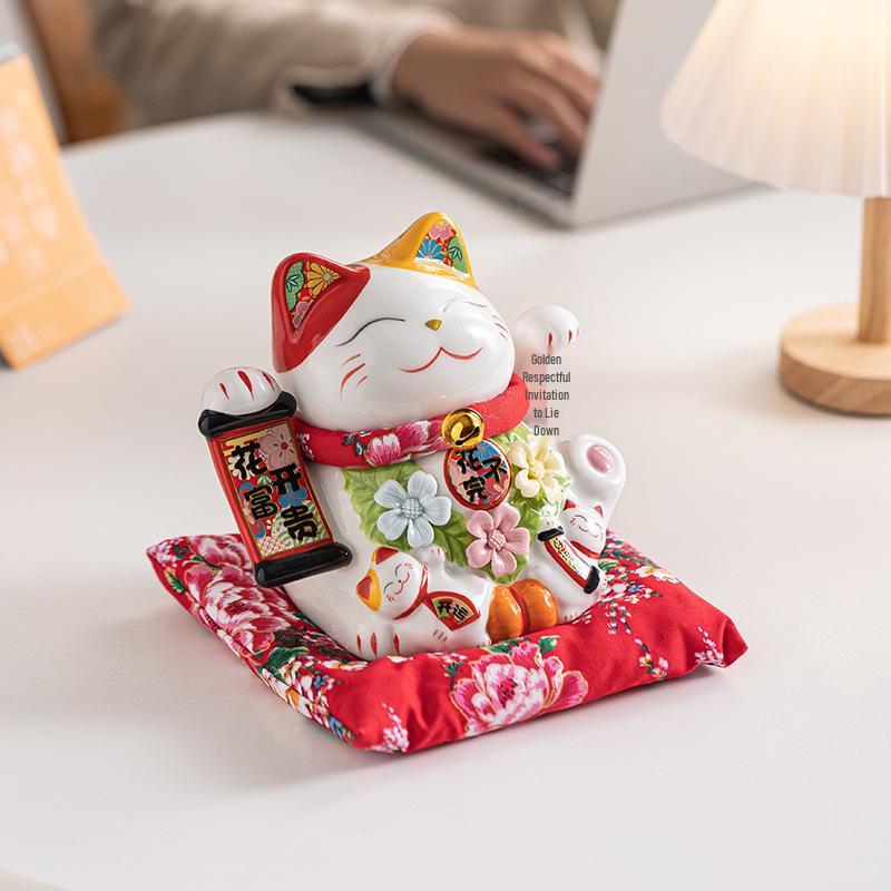 Automatic Waving Lucky Cat Ornament - Prosperity Gift for Home, Shop, or Business Entry