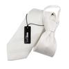 [Michiko London] One-touch Tie, Brand Name, Striped Silk, Zipper Tie, No Tying Required, Easy To Wear, White, 8cm Wide, MKZP-01-W8, Gift, Stylish.