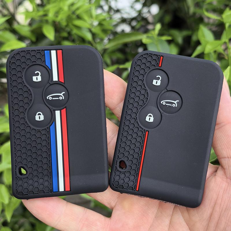 For Renault Kadjar Captur Clio Megane 2 3 4 Rs Koleos Logan Scenic Duster Card Accessories 3 Button Silicone Car Key Case Cover