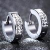 1/9 Pairs Unisex Punk Stainless Steel Crystal Cubic Zirconia Round Huggie Hoop Earrings for Men Women Daily Party Wear Jewelry