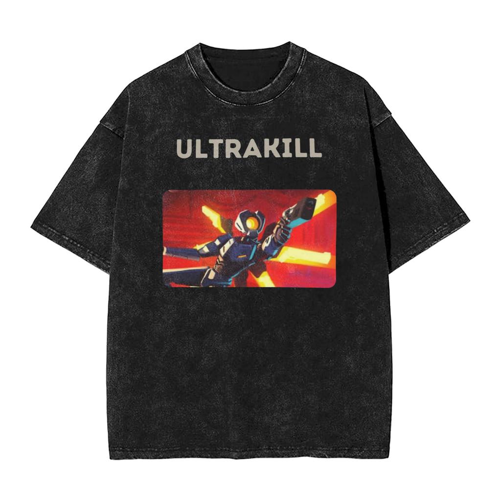 T-shirts de jeu de tir Ultrakill géniaux pour hommes, col rond, pur coton lavé, manches courtes, hauts d'été