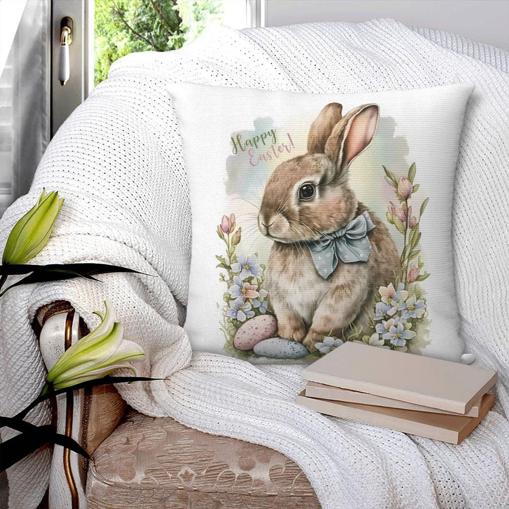 Easter Rabbit Pillow Cover Egg Retro Cute Funny Pillow Case Soft Custom DIY Cushion Cover Pillowcases For Sofa Car Home Decor