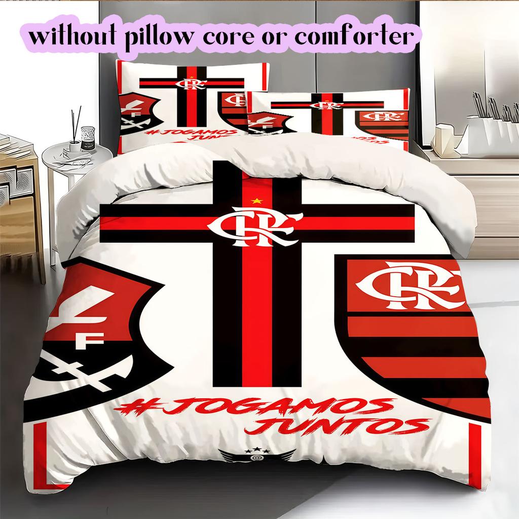 Flamengo football soccer Pattern Bedding,Quilt Set Quilt Cover Pillowcase Home Birthday Gift (1*duvet cover+2*pillowcase,without core)