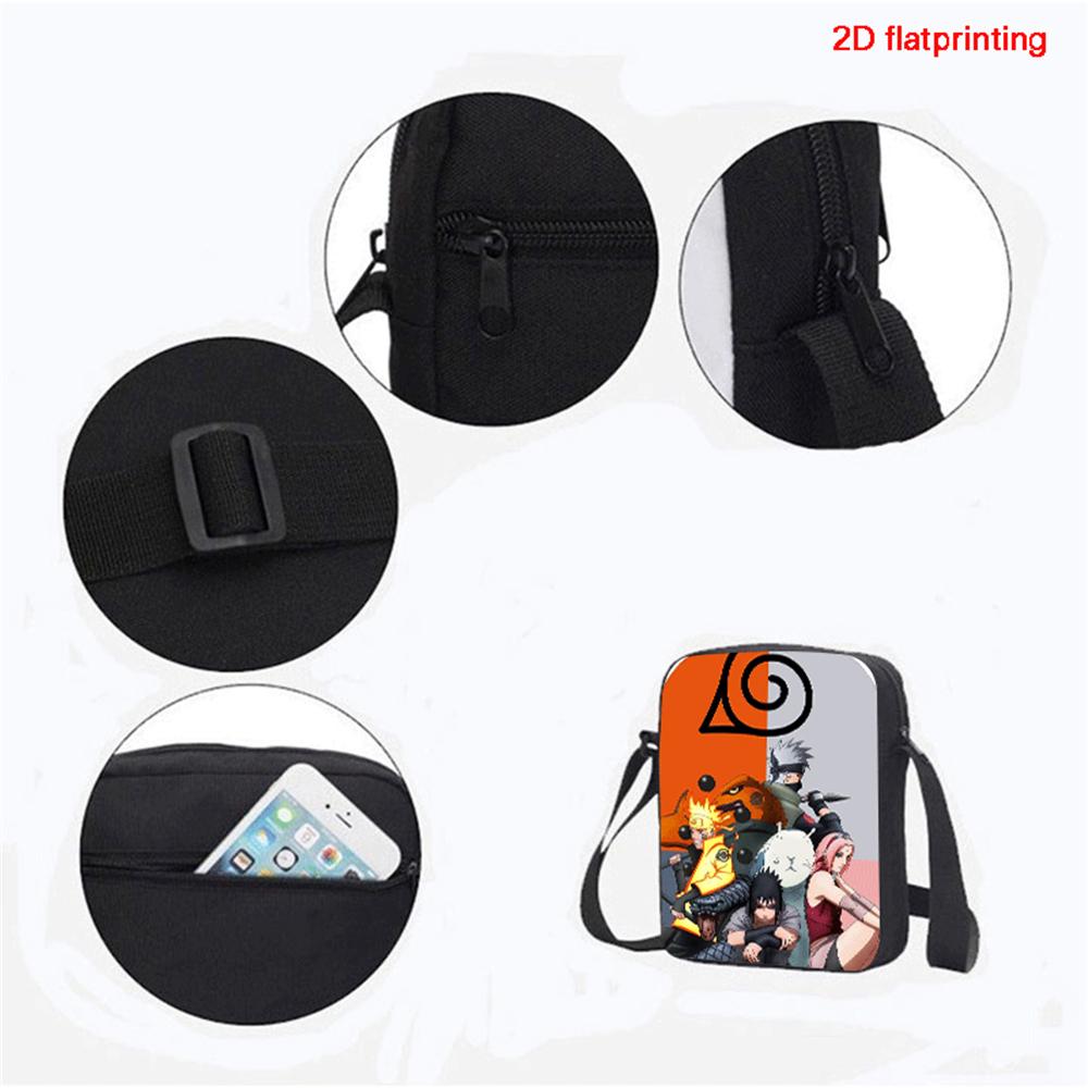 NARUTO Anime Kids Crossbody Bag, Adjustable Straps & Zipper, Light Durable Shoulder Bag, Daily School Bag Boys & Girls Ages 5-11