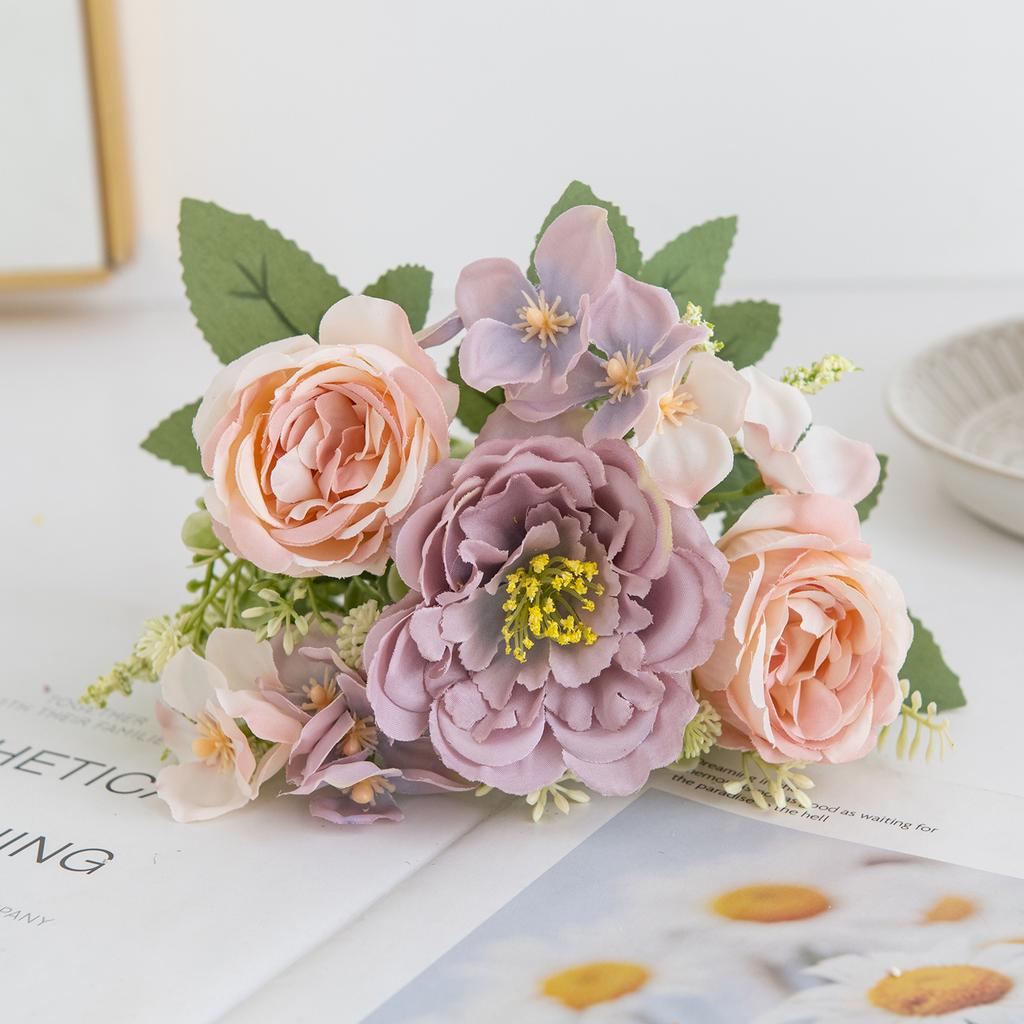 Artificial Flowers High Quality Silk Peony Hydrangea Festival Wedding Bridal Bouquet Home Room Table Vase Wreath Diy Gift Decora