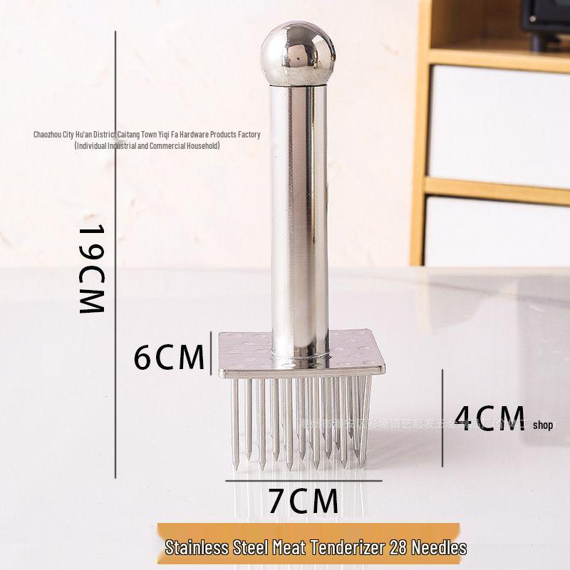 Stainless Steel Meat Tenderizer Tool - Piercing Hammer for Steak, Pork, and Pork Belly