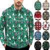 Men's Fall Winter Christmas Print Long Sleeve Zip-Up Sweatshirt, Casual Loose Fit, Multi-Color, Multiple Sizes