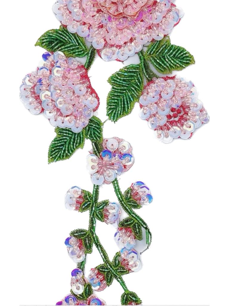 Water-Soluble 3D Floral Embroidered Beaded Patch for Collar or Dance Costume