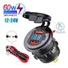12V/24V duálny USB výstup QC3.0 nabíjačka do auta USB zásuvka zapaľovača Vodotesná s LED voltmetrom Spínač zapnutia/vypnutia Adaptér rýchleho nabíjania do auta
