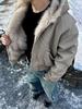 Men's Winter Mountain Eagle Cotton Padded Jacket with Imitation Rabbit Fur and Shark Gill Design.