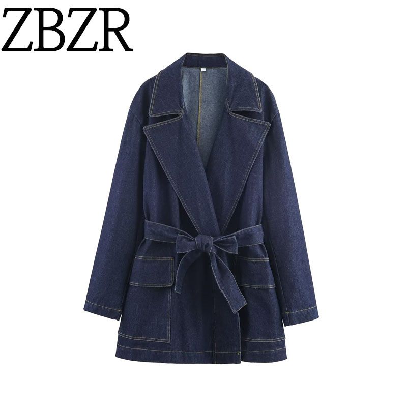 Za Autumn and Winter New Arrivals Women's Clothing Zr European and American Style Fashionable Versatile Casual Loose Denim Short Trench Coat 4470273
