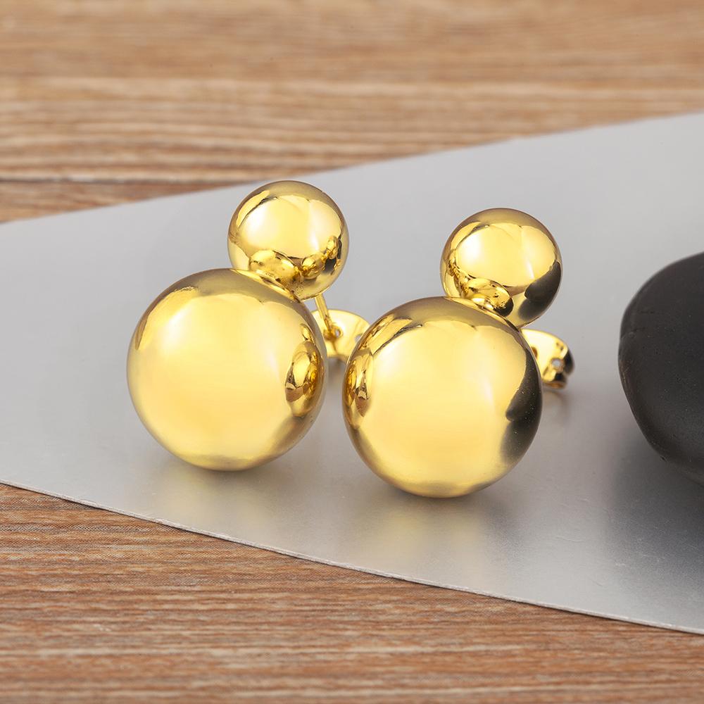 Nidin New Trendy Heart/Round Ball/Rugby Shape Personality Design Earrings For Women Vintage Ear Jewelry Anniversary Party Gifts