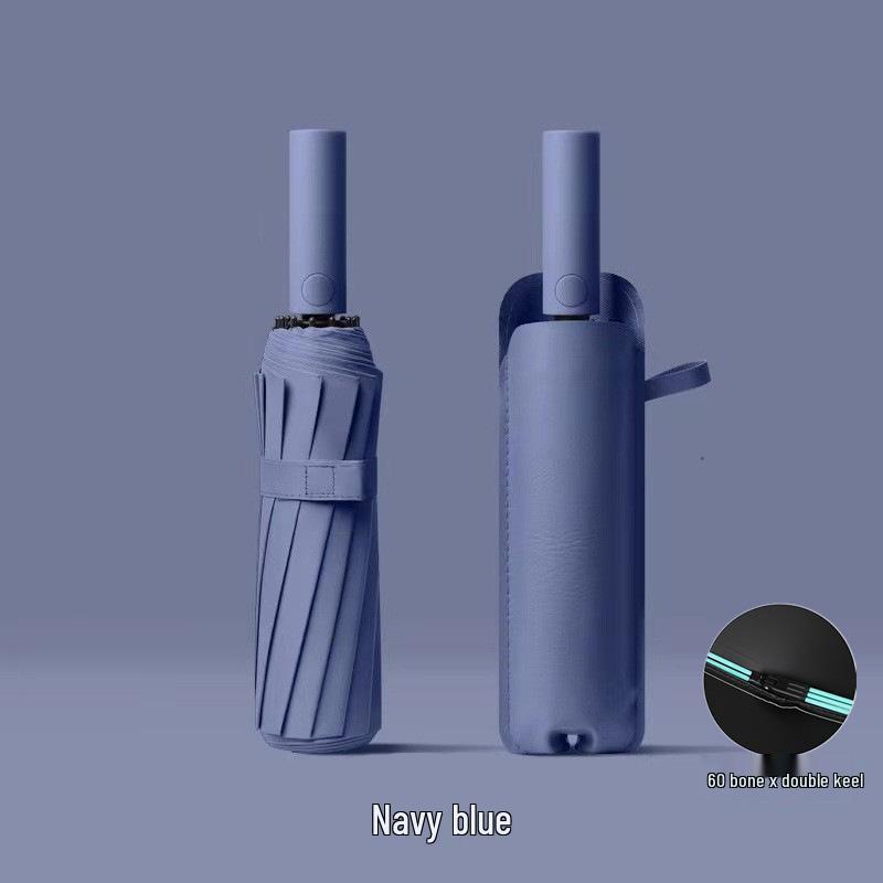 

Автоматический складной зонт с 60 спицами и двойным куполом: Черный солнцезащитный козырек и защита от дождя, двойного назначения для защиты от УФ-лучей или для бизнес-рекламы.