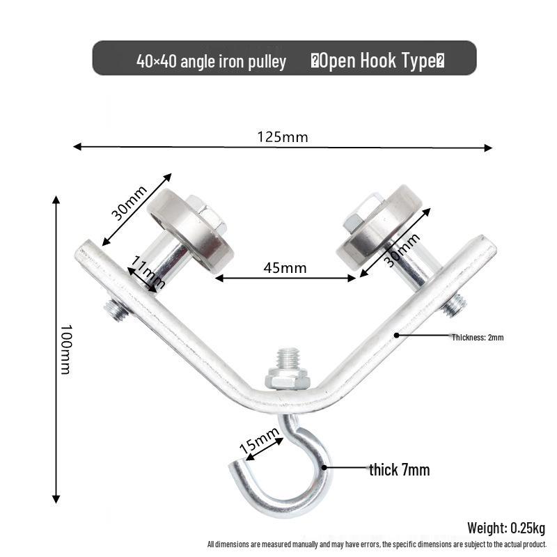 Poulie en fer d'angle pour arrosage de serre avec roulement à œillet et chariot à roues