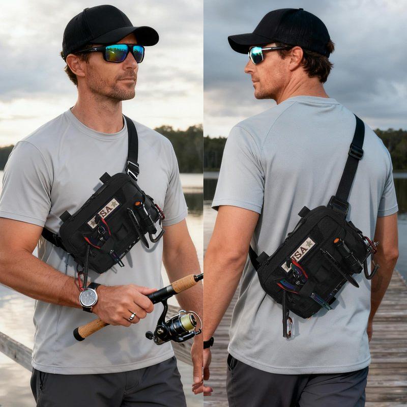 Outdoor Chest Bag for Men Rig Vest Men's Fishing Lures Tackle Waist Pack Outdoor Camping Hiking Hunting Running Tactical Bag