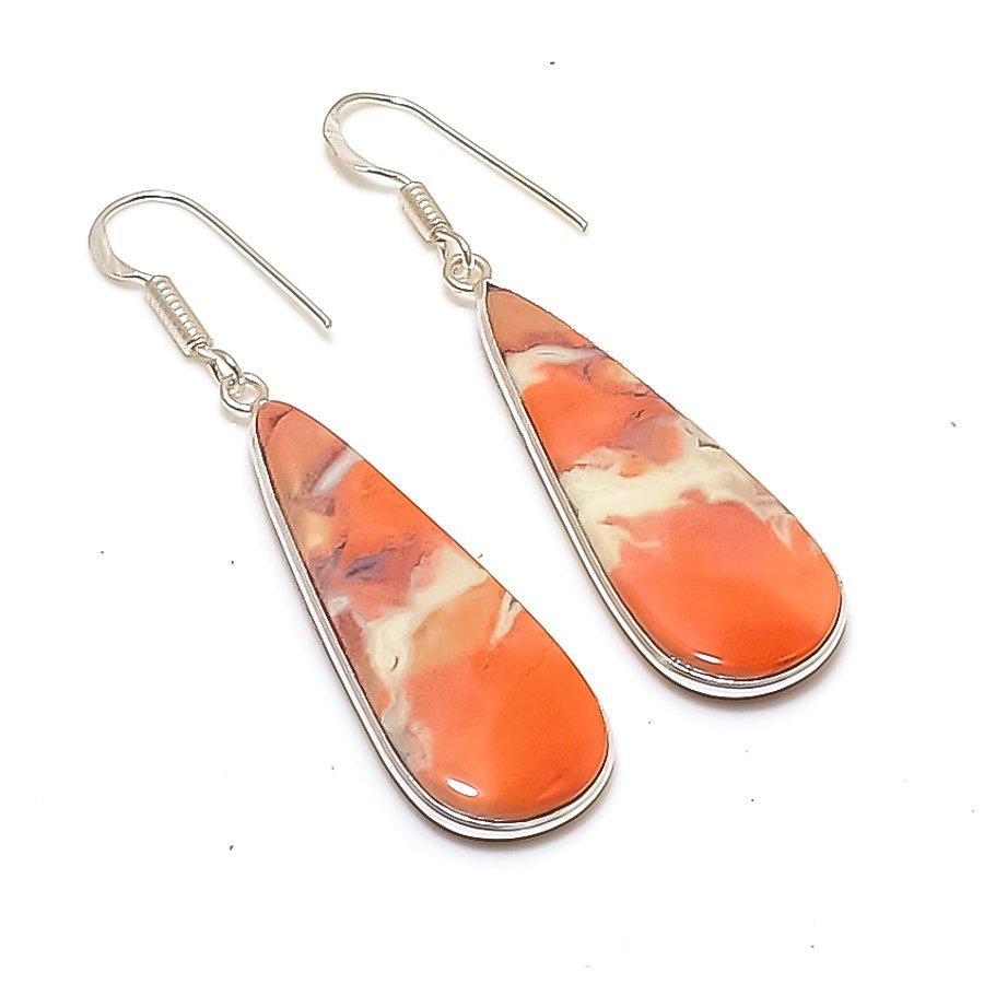 Natural Maligano Jasper Gemstone 925 Sterling Silver Jewelry Earring 2.25  AE-12064