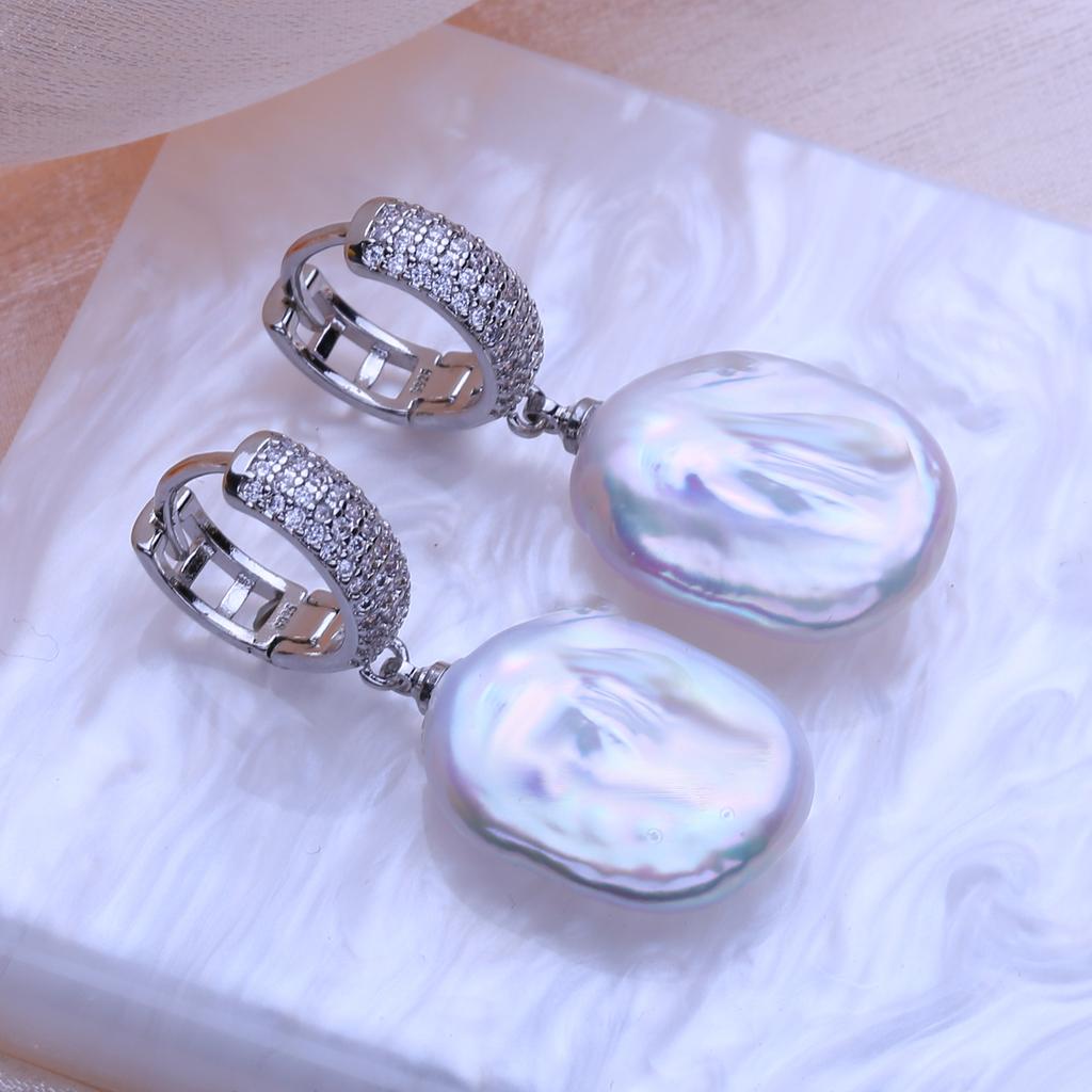 SENIKO Natural Freshwater Big Baroque Pearl Earrings Fashion Pearl Drop Earrings For Women Party Jewelry