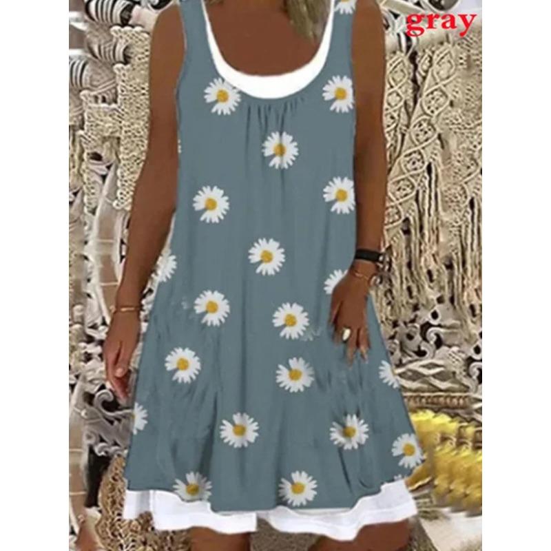 

Женское летнее повседневное мини-платье-жилет с круглым вырезом, свободные платья, летняя модная одежда L