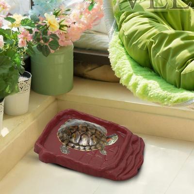 Snake Water Bowl Bearded Dragon Water Dish With Anti-Slip Imitation Rock Ladders Reptile Bathing Pool Aquarium Ornament Tortoise